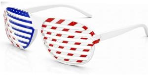 Vaulted Skulls & Co USA Slot Retro Shutter Glasses | Patriotic Shades Eyewear | American Flag Slat Glasses | USA Costume Accessories | Retro Patriotic 80s Shades | Standard Size (Red, White and Blue)
