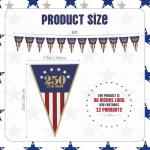Flutesan 250th Anniversary Banner USA Flag Patriotic Decorations 11"x7.5"x8ft American Flag Triangle Banner Garland for 1776-2026 250th Birthday 4th of July Independence Memorial Day Party Supplies