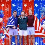 4th of July Backdrop Decorations, 2 Pack Star Print Red Blue Streamers Tinsel Foil Fringe Curtains Photo Booth Props for Memorial Day, Independence Day, Patriotic, USA Party Decor Supplies