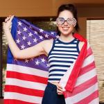 Vaulted Skulls & Co USA Slot Retro Shutter Glasses | Patriotic Shades Eyewear | American Flag Slat Glasses | USA Costume Accessories | Retro Patriotic 80s Shades | Standard Size (Red, White and Blue)