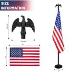 IN WHICH BAY Indoor Flag Pole Kit - Telescoping 6FT-8FT Flag Pole with Base, 3x5 FT Embroidered Stars American Flag,Black Eagle Topper, Black Flagpole and Stand, for Office School City Hall(1Pack)