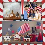 Hollowfly 3 Pcs 4th of July Decor Wooden Star White Blue Red Decor Patriotic Memorial Day Tiered Tray 250th Anniversary Independence Labor Day Table Wooden Decoration for Home Office Table(Stylish)