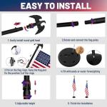 IN WHICH BAY Indoor Flag Pole Kit - Telescoping 6FT-8FT Flag Pole with Base, 3x5 FT Embroidered Stars American Flag,Black Eagle Topper, Black Flagpole and Stand, for Office School City Hall(1Pack)