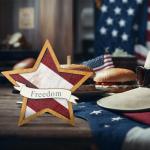 Hollowfly 3 Pcs 4th of July Decor Wooden Star White Blue Red Decor Patriotic Memorial Day Tiered Tray 250th Anniversary Independence Labor Day Table Wooden Decoration for Home Office Table(Stylish)