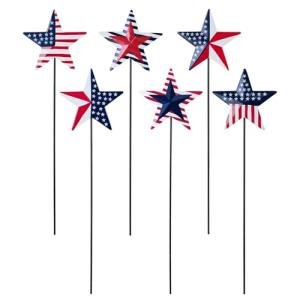 hogardeck 4th of July Decorations Outdoor, 6 PCS Metal Patriot Star Decorative Garden Stakes for Fourth of July Decorations, Patriotic Yard Signs for Garden Memorial Day Decorations
