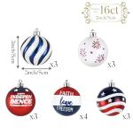 Valery Madelyn Patriotic Ornaments for Memorial Day 4th of July Tree Decorations, 16ct 2 Inches Red White Blue Shatterproof Americana Hanging Ball Decor for Independence Day USA 250th Anniversary