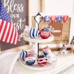 Valery Madelyn Patriotic Ornaments for Memorial Day 4th of July Tree Decorations, 16ct 2 Inches Red White Blue Shatterproof Americana Hanging Ball Decor for Independence Day USA 250th Anniversary