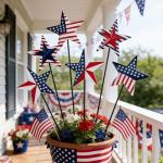hogardeck 4th of July Decorations Outdoor, 6 PCS Metal Patriot Star Decorative Garden Stakes for Fourth of July Decorations, Patriotic Yard Signs for Garden Memorial Day Decorations