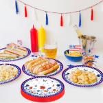 Temicle 50 Pcs Patriotic Wildflower Oval Paper Plates – 9" x 11" Red White Blue Floral Butterfly Disposable Plates for 4th of July, Memorial Day, BBQs, and Summer Patriotic Celebrations