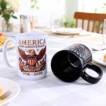 NBABSR American 250th Anniversarys Coffee Mug,15 Oz Large White Tea Cup,250 Years America Birthday Marine Corps Army Cap 250 Years America Garden Flag, White