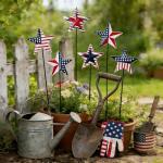 hogardeck 4th of July Decorations Outdoor, 6 PCS Metal Patriot Star Decorative Garden Stakes for Fourth of July Decorations, Patriotic Yard Signs for Garden Memorial Day Decorations