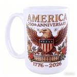 NBABSR American 250th Anniversarys Coffee Mug,15 Oz Large White Tea Cup,250 Years America Birthday Marine Corps Army Cap 250 Years America Garden Flag, White