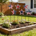 hogardeck 4th of July Decorations Outdoor, 6 PCS Metal Patriot Star Decorative Garden Stakes for Fourth of July Decorations, Patriotic Yard Signs for Garden Memorial Day Decorations