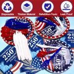 300 Pcs 250th Anniversary 4th of July Decorations American Flag Patriotic Party Supplies Set - Serve 50, 4th of July Disposable Paper Plates Napkins Cutlery Knives Forks Spoons Red White Blue Decor