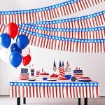 4 Packs 4th of July Decorations, Red White and Blue Fringe Curtain Tinsel Streamers, Star Flag Hanging Backdrop Banner Table Skirts for Parade Floats Memorial Day Patriotic Party Independence Day