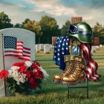 Moxweyeni Metal Memorial Day Yard Decoration Patriotic Yard Sign with Stakes 13.78 Inch Military Soldiers Boots Patriotic Veteran Outdoor Decoration for Home Garden Lawn Supplies