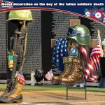 Moxweyeni Metal Memorial Day Yard Decoration Patriotic Yard Sign with Stakes 13.78 Inch Military Soldiers Boots Patriotic Veteran Outdoor Decoration for Home Garden Lawn Supplies