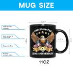 Hyturtle 250th Anniversary of America Coffee Mug, USA 250th Anniversary Mug, US Eagle Gifts for Men, Women, American Flag 1776-2026 Patriotic Keepsake, American USA Flag Black Coffee Tea Cup