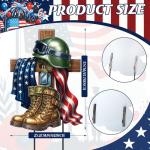 Moxweyeni Metal Memorial Day Yard Decoration Patriotic Yard Sign with Stakes 13.78 Inch Military Soldiers Boots Patriotic Veteran Outdoor Decoration for Home Garden Lawn Supplies