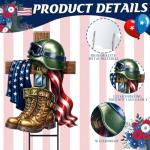 Moxweyeni Metal Memorial Day Yard Decoration Patriotic Yard Sign with Stakes 13.78 Inch Military Soldiers Boots Patriotic Veteran Outdoor Decoration for Home Garden Lawn Supplies