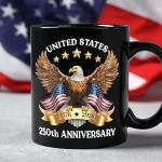 Hyturtle 250th Anniversary of America Coffee Mug, USA 250th Anniversary Mug, US Eagle Gifts for Men, Women, American Flag 1776-2026 Patriotic Keepsake, American USA Flag Black Coffee Tea Cup