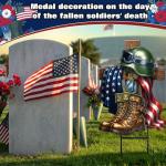 Moxweyeni Metal Memorial Day Yard Decoration Patriotic Yard Sign with Stakes 13.78 Inch Military Soldiers Boots Patriotic Veteran Outdoor Decoration for Home Garden Lawn Supplies
