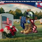 Moxweyeni Metal Memorial Day Yard Decoration Patriotic Yard Sign with Stakes 13.78 Inch Military Soldiers Boots Patriotic Veteran Outdoor Decoration for Home Garden Lawn Supplies