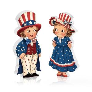 Juexica 2 Pcs 250 Anniversary Decorations Patriotic Table Decorations 4th of July Tiered Tray Decor Memorial Day Table Centerpieces Independence Day Wood Sign Farmhouse Wooden Block for Home