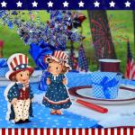 Juexica 2 Pcs 250 Anniversary Decorations Patriotic Table Decorations 4th of July Tiered Tray Decor Memorial Day Table Centerpieces Independence Day Wood Sign Farmhouse Wooden Block for Home