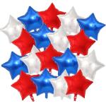 18 Pack 18 Inch Red White Blue Star Balloons, Metallic Foil Star-Shaped Helium Balloons for 4th of July, Memorial Day, Patriotic Party Decorations, and USA Independence Day Parade Decor