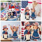 Juexica 2 Pcs 250 Anniversary Decorations Patriotic Table Decorations 4th of July Tiered Tray Decor Memorial Day Table Centerpieces Independence Day Wood Sign Farmhouse Wooden Block for Home