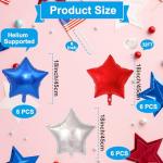 18 Pack 18 Inch Red White Blue Star Balloons, Metallic Foil Star-Shaped Helium Balloons for 4th of July, Memorial Day, Patriotic Party Decorations, and USA Independence Day Parade Decor