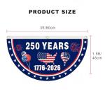 2-Pack 250th American Anniversary Bunting Flags, 1.5x3 Ft - USA 1776-2026 Semiquincentennial Flat Fan Banner with Brass Grommets for Patriotic Outdoor Garden & Porch Decorations