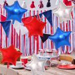 18 Pack 18 Inch Red White Blue Star Balloons, Metallic Foil Star-Shaped Helium Balloons for 4th of July, Memorial Day, Patriotic Party Decorations, and USA Independence Day Parade Decor