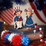 Juexica 2 Pcs 250 Anniversary Decorations Patriotic Table Decorations 4th of July Tiered Tray Decor Memorial Day Table Centerpieces Independence Day Wood Sign Farmhouse Wooden Block for Home