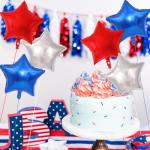 18 Pack 18 Inch Red White Blue Star Balloons, Metallic Foil Star-Shaped Helium Balloons for 4th of July, Memorial Day, Patriotic Party Decorations, and USA Independence Day Parade Decor