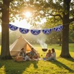 2-Pack 250th American Anniversary Bunting Flags, 1.5x3 Ft - USA 1776-2026 Semiquincentennial Flat Fan Banner with Brass Grommets for Patriotic Outdoor Garden & Porch Decorations