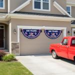 2-Pack 250th American Anniversary Bunting Flags, 1.5x3 Ft - USA 1776-2026 Semiquincentennial Flat Fan Banner with Brass Grommets for Patriotic Outdoor Garden & Porch Decorations