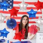 18 Pack 18 Inch Red White Blue Star Balloons, Metallic Foil Star-Shaped Helium Balloons for 4th of July, Memorial Day, Patriotic Party Decorations, and USA Independence Day Parade Decor