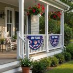 2-Pack 250th American Anniversary Bunting Flags, 1.5x3 Ft - USA 1776-2026 Semiquincentennial Flat Fan Banner with Brass Grommets for Patriotic Outdoor Garden & Porch Decorations