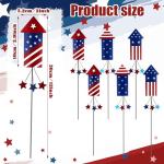 Pickmesh 6 Pcs 12" H 4th of July Outdoor Decor Patriotic Metal Yard Sign Red White Blue Fireworks Garden Stake 250th Anniversary USA Flag Rocket American for Memorial Day Independence Day Decoration