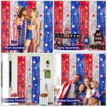 4th of July Party Decorations Red White Blue Foil Fringe Curtains, 2 Pack 3.3 x 6.6 FT Star Firework Patriotic Decor Fourth of July Photo Backdrop Streamers for Memorial Day Independence Day Labor Day