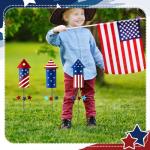 Pickmesh 6 Pcs 12" H 4th of July Outdoor Decor Patriotic Metal Yard Sign Red White Blue Fireworks Garden Stake 250th Anniversary USA Flag Rocket American for Memorial Day Independence Day Decoration