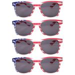 QYVEWY 4 Pairs American Flag Sunglasses Bulk for Men Women UV400 Protection Classic Patriot (4Clear/Grey lens)