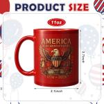 Singhoow 2 Pcs 250th Anniversary of USA Mug 11oz Patriotic Theme Ceramic Commemorative Coffee Cup, Guarding Eagle America Flag Mug Large Capacity USA 250th Anniversary Independence Day Gifts