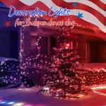 4th of July Decoration Patriotic Mini Lights - 100 Count 20 Feet Red White Blue Incandescent Bulb Waterproof String Lights Plug in for Indoor Outdoor Christmas Party Patio Independence Day Decoration