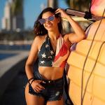 QYVEWY 4 Pairs American Flag Sunglasses Bulk for Men Women UV400 Protection Classic Patriot (4Clear/Grey lens)