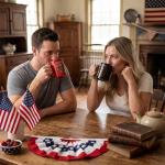 Singhoow 2 Pcs 250th Anniversary of USA Mug 11oz Patriotic Theme Ceramic Commemorative Coffee Cup, Guarding Eagle America Flag Mug Large Capacity USA 250th Anniversary Independence Day Gifts