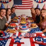 Yalikop 8 Pack 250th Anniversary Decoration Patriotic Table Centerpiece Wooden 4th of July Table Topper USA 250th Anniversary Red White Blue Independence Day Decor for Memorial Americana Decor