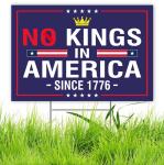 No Kings In America Yard Sign Resist Hate Save Democracy Lawn Sign Double Sided Corrugated Plastic Outdoor Weatherproof Signs With H Stake 18x12 Inch